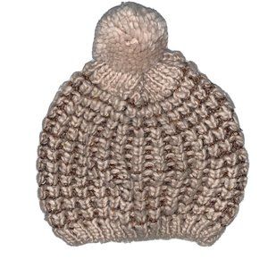 NWOT BKE Women Sequins Chunky Pom-Pom Light Pink Beanie One Size